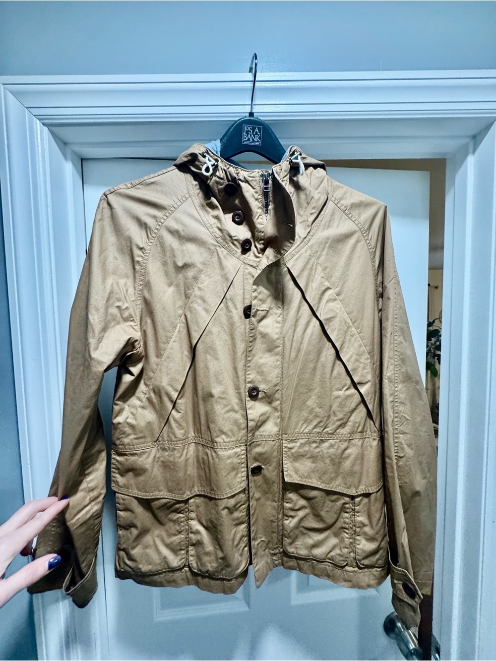 Club Monaco Men's Hooded Lightweight Jacket - Brown